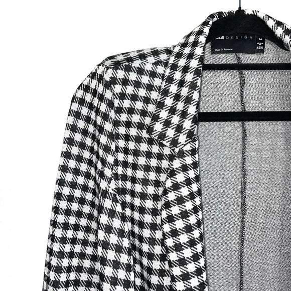 ASOS Long Blazer Black & White Houndstooth Print Preppy Workwear 2 Tall Women’s - Picture 3 of 10